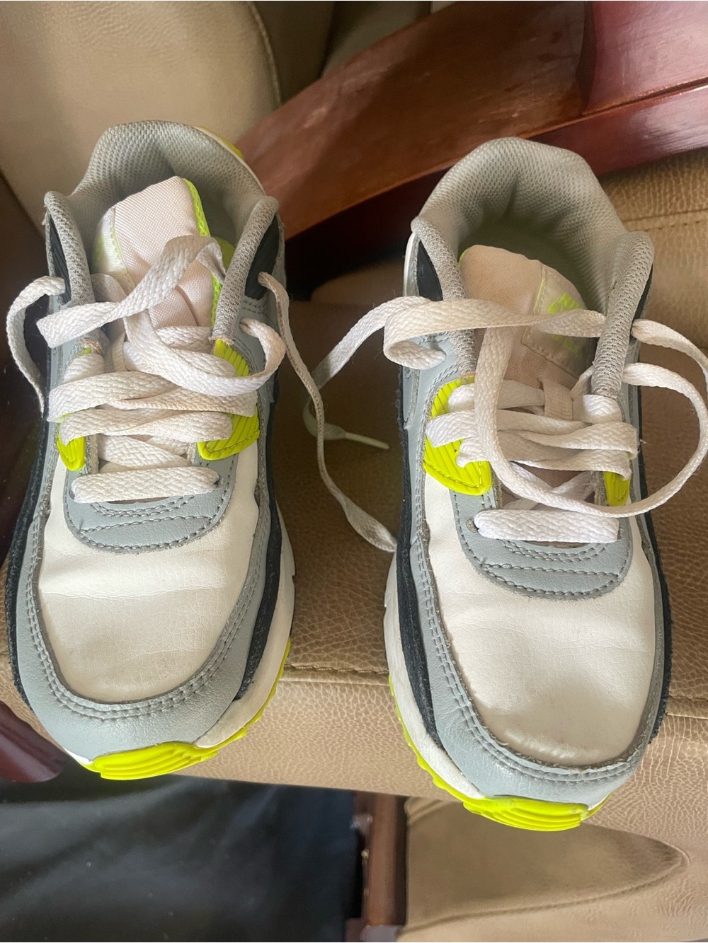 Nike Air Max Kids Neon Yellow, White & Gray Sneakers